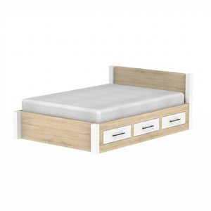 Lit superposé moderne 2280 avec 3 tiroirs de rangement latéraux, panneaux en bois décoratifs, mobilier de chambre minimaliste, robuste - Product Image 2