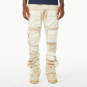 Pantalon de survêtement en polaire évasé taille haute décontracté pour hommes avec poches droites coupe ample jambe large cordon de serrage élastique tissage non tissé - Product Image 2