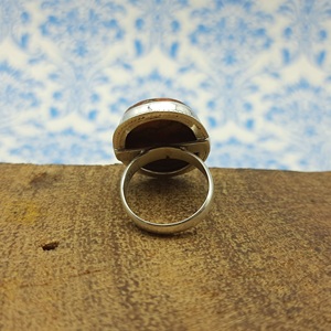 แหวนเงินแท้925สีเงินออกแบบได้ตามต้องการพร้อมแผงพลอยเทอร์ควอยซ์สีส้มทองแดงสำหรับงานแต่งงานและงานเลี้ยง - Product Image 2