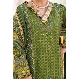 Traje de jardín verde de 3 piezas sin coser con estampado dorado para mujer - Product Image 4