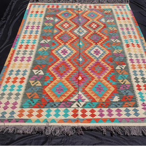 Tapis Kilim gris ivoire, tissé à la main, tissage plat, tapis décoratif traditionnel pour salon, chambre à coucher, décoration intérieure - Product Image 1