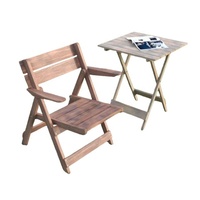 Ensembles de restaurant minimaliste en teck Ensembles de meubles de jardin d'extérieur avec chaise pliante robuste ergonomique de qualité supérieure et table pliante