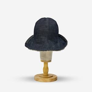 Sombrero de lujo para mujer de tela vaquera de doble cara superior con trajes elegantes de estilo retro moderno para verano e invierno informales - Product Image 4