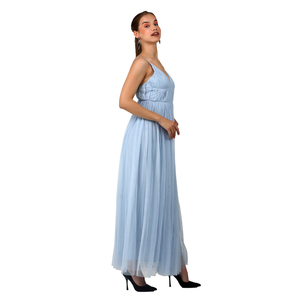Robe longue occidentale ornée de main de haute qualité avec bretelles spaghetti à col en V profond, parfaite pour les soirées et les mariages. - Product Image 4