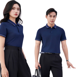 Polo de manga de contraste de algodón de 260gsm de peso pesado, logotipo bordado de estilo informal de negocios, envío rápido gratis - Product Image 1