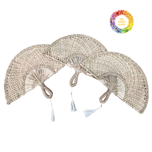 Natural Seagrass Hand Fan, Handmade Palm Leaf Craft, Eco-Friendly Lightweight Cooling Fan, Export <b>Supply</b> - Product Image 1