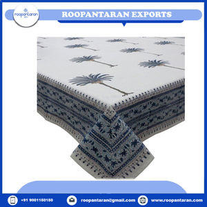 Manteles de algodón 100% hechos a mano con exquisito diseño floral cubierta de mesa impresa de bloque redondo para suministro a granel - Product Image 4