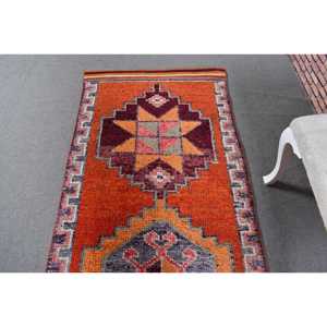 3.2x9.6 ft Rug, Vintage Turkish <b>Runner</b> Rug, <b>Red</b> Herki Wool Rug - Product Image 4