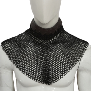 Chainmail Aventail Collar Medieval-Armadura SCA hecha para acero suave de 9 mm remachado plano con anillo de arandela - Product Image 1