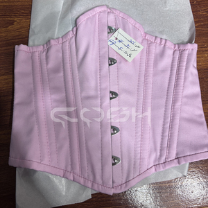 Corsé Reductor de Cintura con Varillas de Acero, Estilo Waspie, de Algodón Rosa - Product Image 3