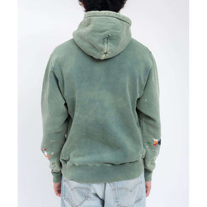 Sudadera con Capucha de Algodón de Punto Grueso para Hombre, Estilo Urbano Lavado Ácido, Diseño Casual Transpirable, Patrón Sólido Extra Grande - Product Image 6