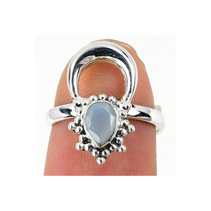 Elegante pera Natural y anillo de Aguamarina de corte brillante redondo 925 plata esterlina Océano Azul piedra preciosa anillo ajustable joyería fina - Product Image 1