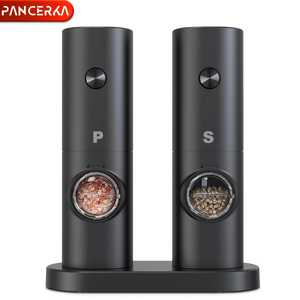 PANCERKA Juego de Molinillos de Pimienta Eléctricos con Luz LED, de Una Mano, con Encendido de un Botón y Grosor Ajustable, Juego de 2 Piezas - Product Image 3