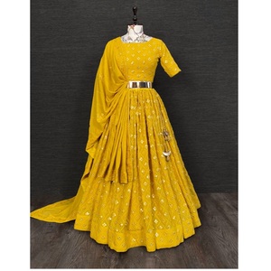 Designer Georgette Lehenga Choli Set avec broderie Séquence Work New Heavy Rich Look Fancy Dress avec Dupatta - Product Image 1