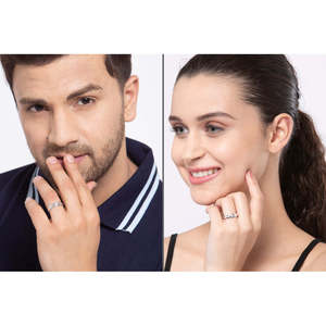 Anillo de Plata de Ley 925 de Primera Calidad para Hombre, con Diamante de Corte Princesa, Bañado en Rodio, Diseño para Parejas - Product Image 3