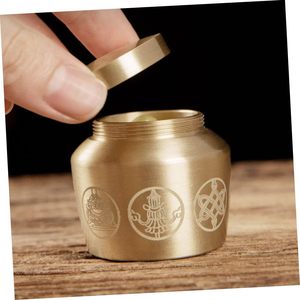 5pcs Tibétain En Laiton Vase Bouddha Décor Urnes pour Cendres Adulte Pet Urne Tissé Plateau Cuivre Offrant Bol En Métal Récipient avec Couvercle - Product Image 3
