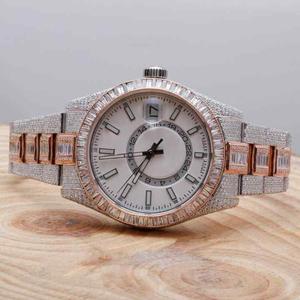 Elegante 20mm Baguette Diamond Luxury Iced Moissanite Watch Personalizable Premium Analog Glass Window Acero inoxidable de alta calidad - Product Image 1