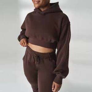 Top corto informal para discoteca para mujer, cuello redondo, invierno, Otoño, estilo deportivo, jersey de manga corta, Sudadera con capucha, estampado, tamaño personalizado, lavado - Product Image 5