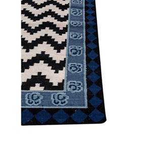 Alhambra - Alfombras de lana de tejido plano en gris y negro, ADWL-13228, con diseño de chevrón, rayas y rectángulos, para el hogar, pasillo, dormitorio, habitación, junto a la cama - Product Image 4