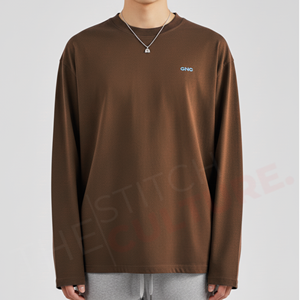 เสื้อยืดแขนยาวทรงโอเวอร์ไซส์ คุณภาพพรีเมียม ทรงบ็อกซี่ ผ้าฝ้าย 100% สไตล์สตรีทแวร์สำหรับผู้ชาย - Product Image 3