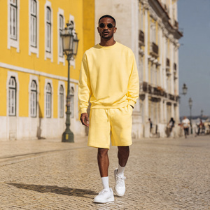 Conjunto Deportivo para Hombre, Sudadera y Pantalones Cortos de Felpa, Invierno, 400 GSM, Sudadera Extra Grande, Conjunto de Pantalones Cortos de Felpa para Hombre - Product Image 6