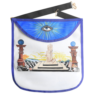 Tablier maçonnique personnalisé de qualité supérieure haut de gamme 3D brodé à la main Blue Lodge passé Master Regalia-Tissu avec attache magnétique - Product Image 1