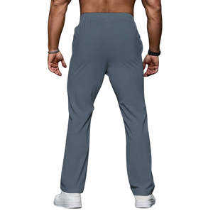 <b>Mens</b> Lightweight Straight Leg Casual <b>Pants</b> Elastic Waist Drawstring Breathable Quick Dry Travel <b>Lounge</b> Trousers Gray Fit - Product Image 2