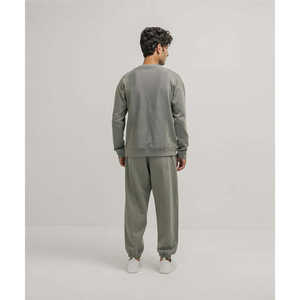 เสื้อสเวตเชิ้ตผู้ชายผ้าฝ้ายเฟรนช์เทอร์รี่ 100% แบบกลับด้านได้ สีโนเบิลและสีเขียวเซจ สำหรับฤดูหนาว - Product Image 1