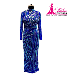 Vestido de novia hecho a mano con lentejuelas bordadas patrón de decoración de noche y mini vestidos - Product Image 1