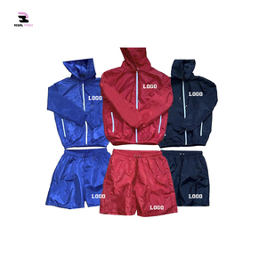 Survêtement coupe-vent respirant pour homme Ensemble court Baggy Loose Fit Sweatsuit Technique imprimée à épaules tombantes pour la saison hivernale - Product Image 1