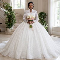 Robes de mariée bouffantes Jancember CM33 vintage à col haut avec broderie et dentelle