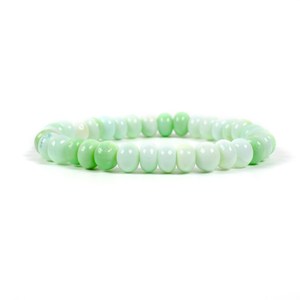 Pulsera de cuentas lisas de ópalo verde con acabado suave de piedra auténtica de primera calidad al por mayor con longitud ajustable para fiesta de mujer y estilo informal - Product Image 3