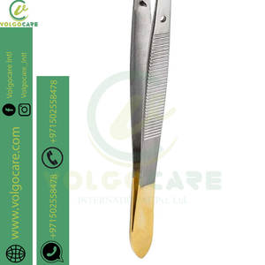 Venta al por mayor de acero inoxidable de alta precisión de 6 pulgadas para pulgares fórceps dentados con mango chapado en oro - Product Image 6