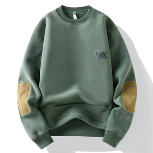 เสื้อวอร์มคอลูกเรือแบบผ่าหน้าสำหรับผู้ชายเสื้อวอร์มผ้าฝ้ายผ้าเทอร์รี่โอเวอร์ไซส์ - Product Image 5