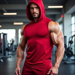 Workout Sleeveless Zipper Hoodie Singlet Tops Men's Bodybuilding Sleeveless Running Fitness Workout Hoodie Singlet Tops - Product Image 2