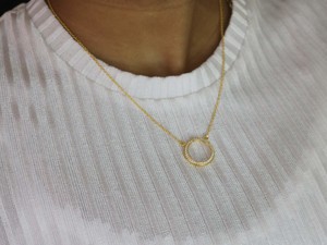 Diamond <b>Chain</b> Necklace 925 <b>Sterling</b> <b>Silver</b> Circle Necklace <b>For</b> <b>Women</b> Handmade Anniversary Gift - Product Image 6