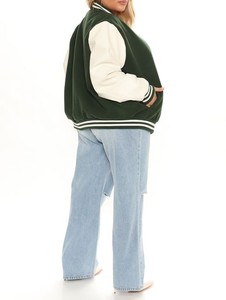 Chaqueta Universitaria de Mujer de Alta Calidad, Tendencia Actual, Personalizada con Logotipo, Color Sólido, Forro de Lana, Procesamiento Crudo - Product Image 5