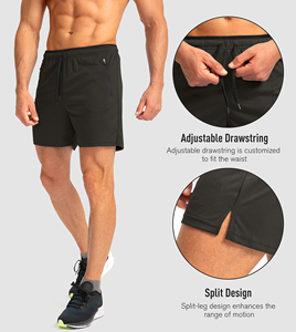 OEM Custom Men's Gym Workout Shorts Sublimation Mesh Fabric with Pockets and Zippers Solid Pattern Plain Dyed - Product Image 5