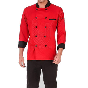 เสื้อเชฟแขนยาวผ้าฝ้ายคุณภาพสูง กระดุมสองแถว ตรวจจับการเสียดสีด้วยเข็ม บริการ OEM สำหรับผู้ชาย ใช้ในร้านอาหาร บาร์ ปรับแต่งได้ - Product Image 3