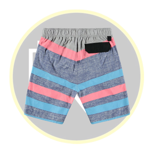 Short de bain rayé Colorblock pour homme Maillot de bain d'été à séchage rapide avec cordon de serrage à la taille et patch en option avec logo - Product Image 3