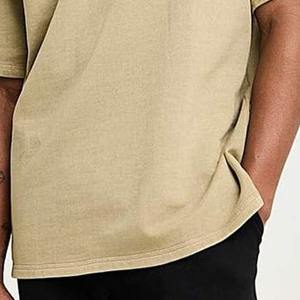 Camiseta Casual Holgada de Estilo Vintage para Hombre, 100% Algodón, Transpirable, Antiarrugas, Tela de Lona, Manga Corta, OEM Personalizado - Product Image 3