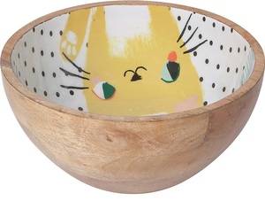 Tazón de masa de madera para servir ensalada de verduras con estampado de esmalte personalizado, ensaladera al por mayor de madera grande, tazón de madera - Product Image 1