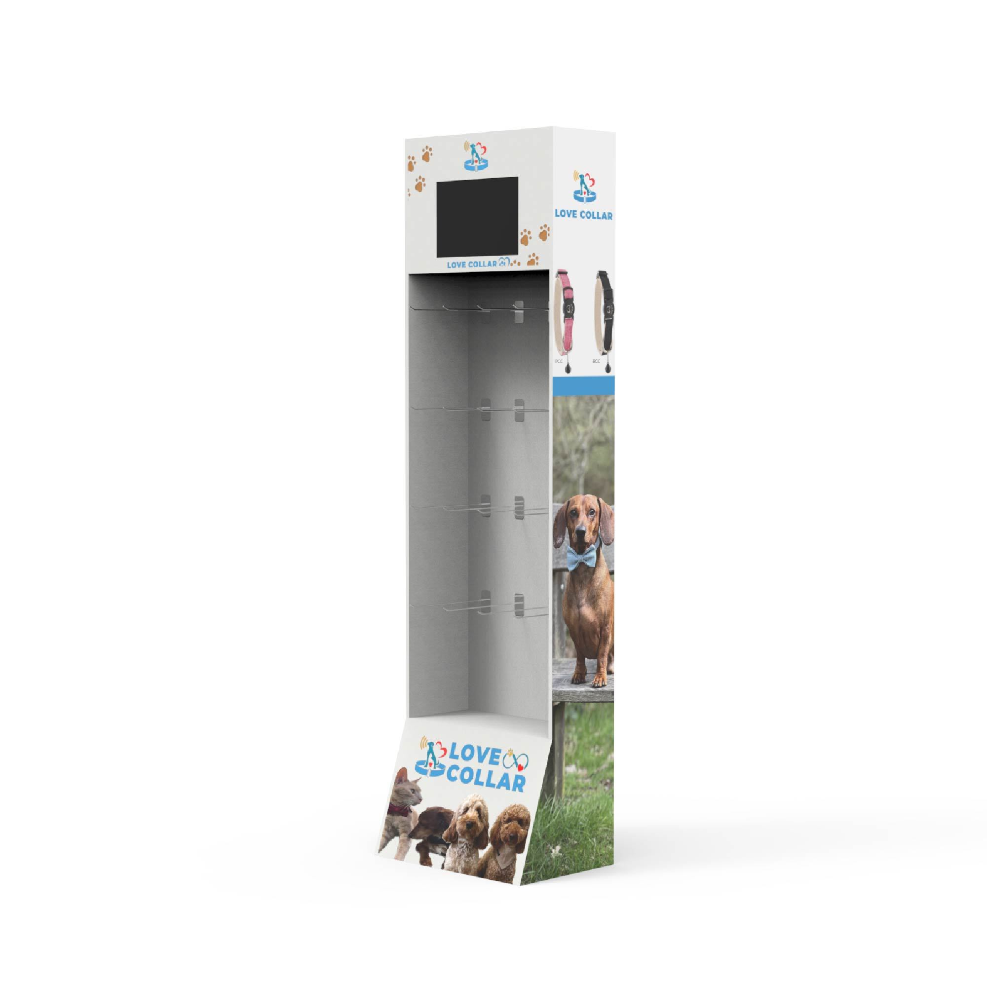 Modern Floor Standing Pet Food Display Stand Durable Cardboard Racks with LCD Custom Retail Display for Dogs and Cats — view 3