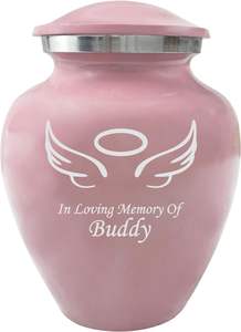 Pink Pet Cremation <b>Urns</b>, <b>Urn</b> <b>for</b> Cats, <b>Dogs</b>, Artwork Cremation <b>Urn</b>, <b>Ash</b> <b>Urns</b> with Personalized Engraving (Angel Wings) - Product Image 2