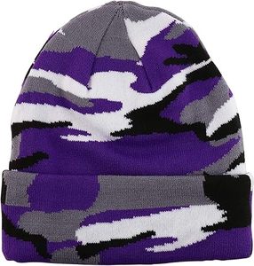 Gorro de Punto Cálido de Camuflaje para Hombre y Mujer, 100% Acrílico, Gorro de Calavera con Vuelta, Diseño Liso, Impresión Digital, Estilo de Viaje - Product Image 3