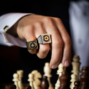 แหวนเพชรโมอิสชุบทองแท้10K พร้อมแหวนเพชรสีขาวและดำสำหรับผู้ชายเครื่องประดับแฟชั่น - Product Image 4