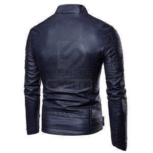 Veste d'hiver en cuir pour homme, personnalisable avec logo, de haute qualité, en toile, col montant, logo frontal, imperméable, pour usage extérieur, vente en gros - Product Image 2
