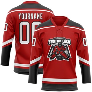 Lace up ice hockey jersey wholesale factory direct supplier professional lace neck ice hockey jersey custom team logo - Product Image 2