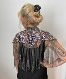 สายรัดประดับลูกปัดเลื่อมที่คาดคอไข่มุกที่รัดแน่นอย่างรวดเร็วสำหรับชุดไปคลับตามเทศกาลปักสวยงาม - Product Image 3