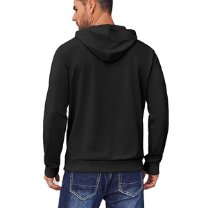 Jersey personalizable unisex de lana suave con puños acanalados, Sudadera con capucha de invierno de gran tamaño, color negro liso con impresión digital, pedido a granel para hombre - Product Image 2